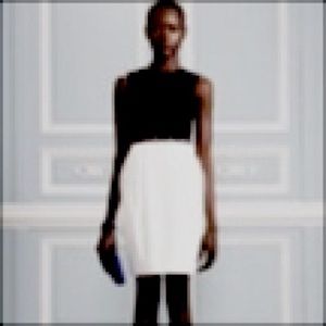 Jason Wu Black Cream Leather Neckline Dress. Size 4